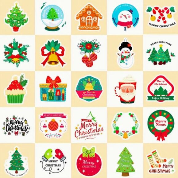 100-Pack Christmas Stickers Set Stocking, gifts, presents Cards Crafts - Picture 6 of 8